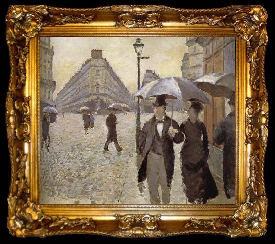framed  Gustave Caillebotte Rainy day in Paris, ta009-2